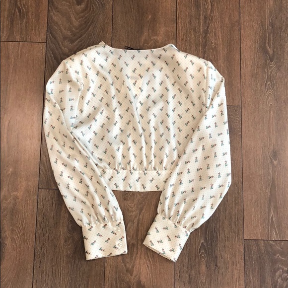 NWT Zara Shoulder Pad Print Top Size L - Picture 7 of 11